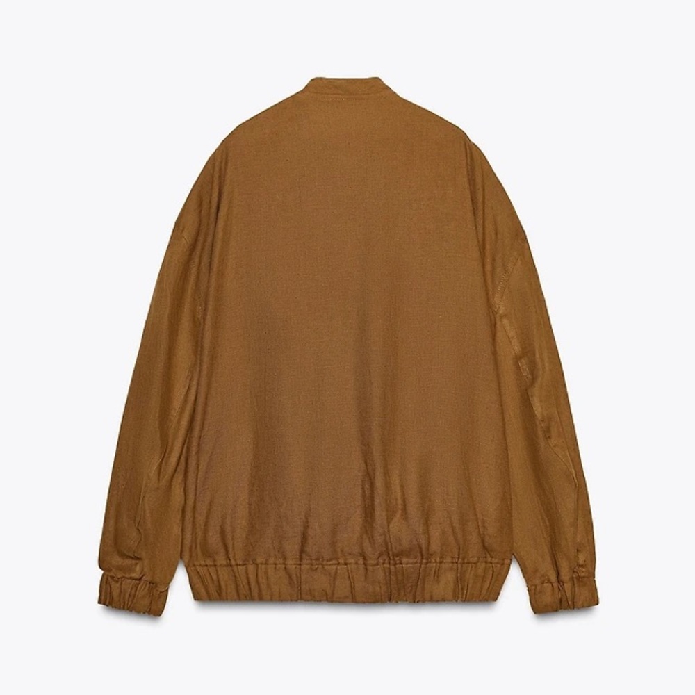 ZARA 100% Linen Bomber Jacket - Picture 4 of 9